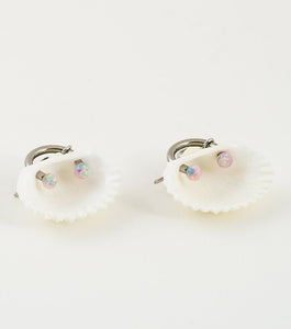 soft blonde, ark, ark earrings, pierced, hoops, shell, opal, pink opal, barbell, shell earrings, baltimore, handmade, maryland, los angeles, kathleen