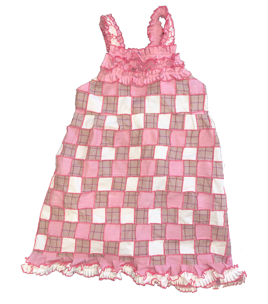 Meg Beck, Kathleen Los Angeles, Kathleen, Independent boutique, independent fashion, independent designer, handmade, one of a kind, upcycled, recycled fashipon, sustainable fashion, patchwork dress quilted dress, pink dress, seam dress, valentines dress,bow dress, puffy dress, puff sleeve, square neck dress, diy dress, hand sewn dress, contrast dress, checker dress, tulle dress, harlequin dress, diamond dress, poofy dress, puff dress
