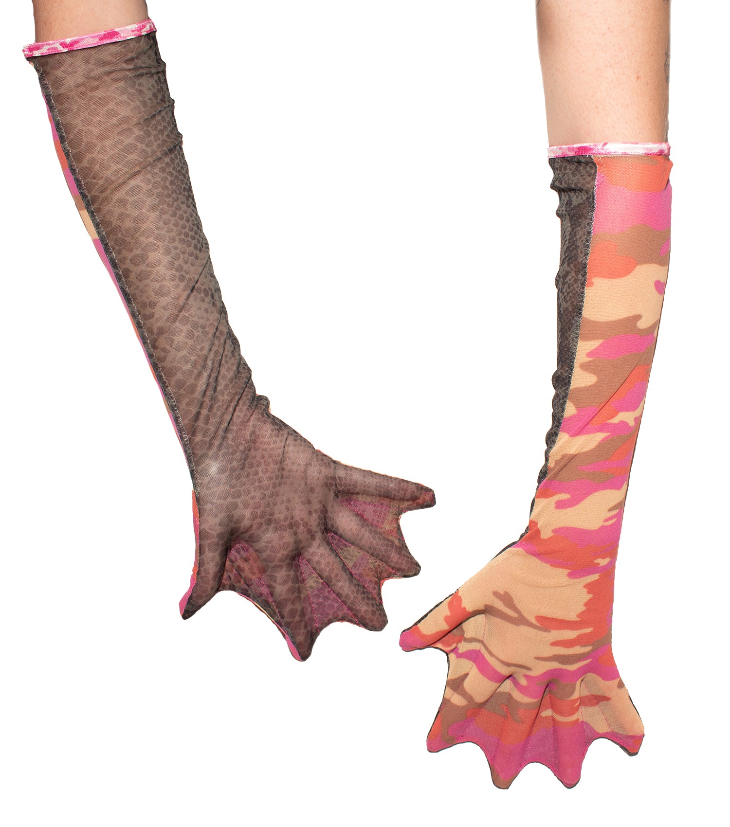 Pink Camo Webbed Gloves