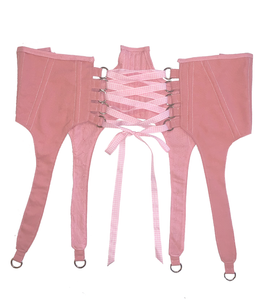 Meg Beck, Kathleen Los Angeles, Kathleen, Independent boutique, independent fashion, independent designer, handmade, one of a kind, upcycled, recycled fashion, sustainable fashion, white corset, rose corset, satin corset, striped corset, pink corset, gingham corset, houndstooth, houndstooth corset, black corset, corset top, bow corset, regency stays, regency corset, half stays, pink stays, laceup corset