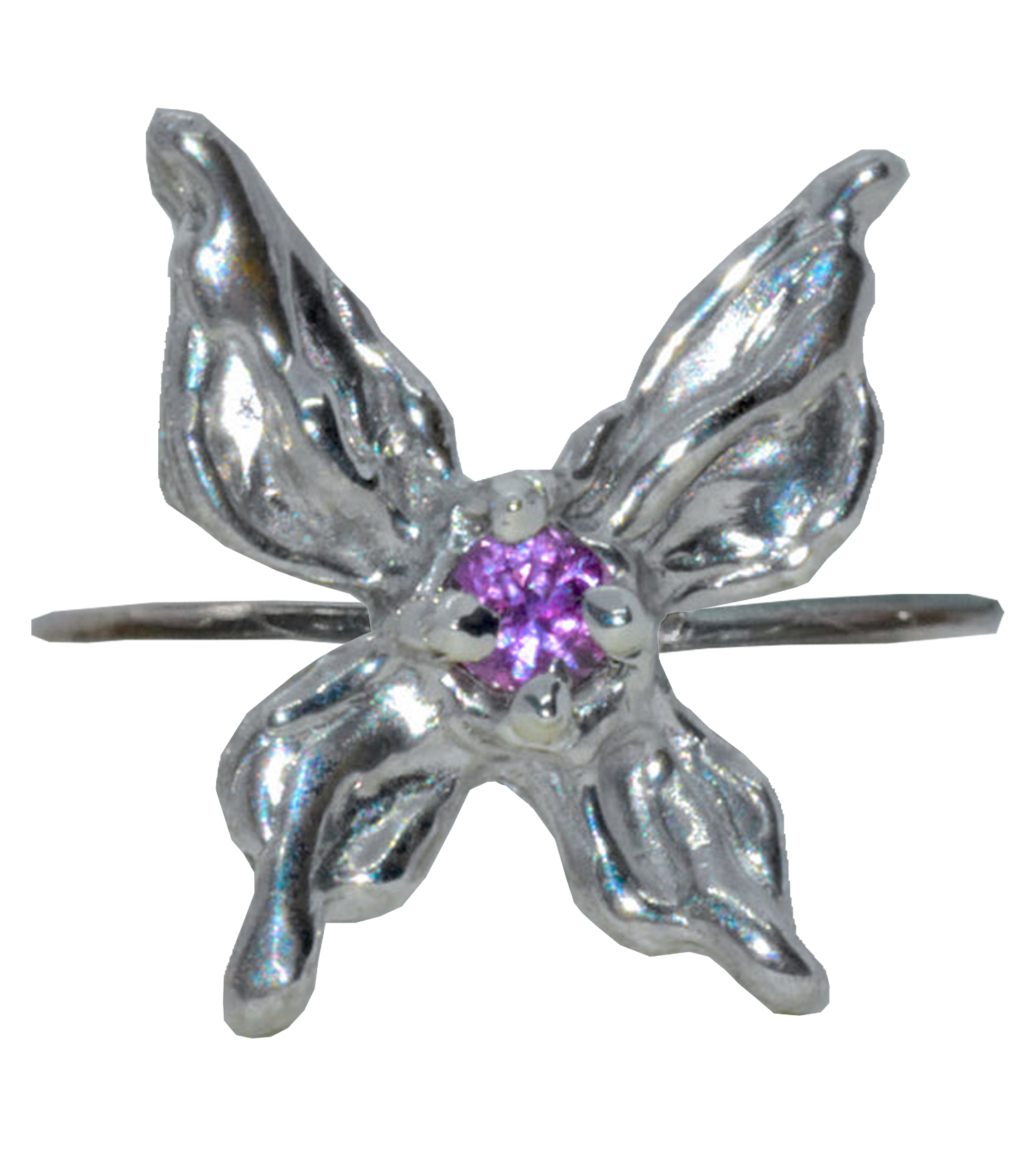 Loneru, Lonerü, sterling silver ring, butterfly jewelry, vermont jewelry, sterling silver butterfly ring, kathleen, kathleen los angeles, independent boutique, independent artist, independent designer, handmade jewelry, los angeles boutique, butterfly ring, silver ring, butterflies ring, pixie ring, pink saphire