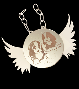 Angel Puppies Winged Hanging Mirror