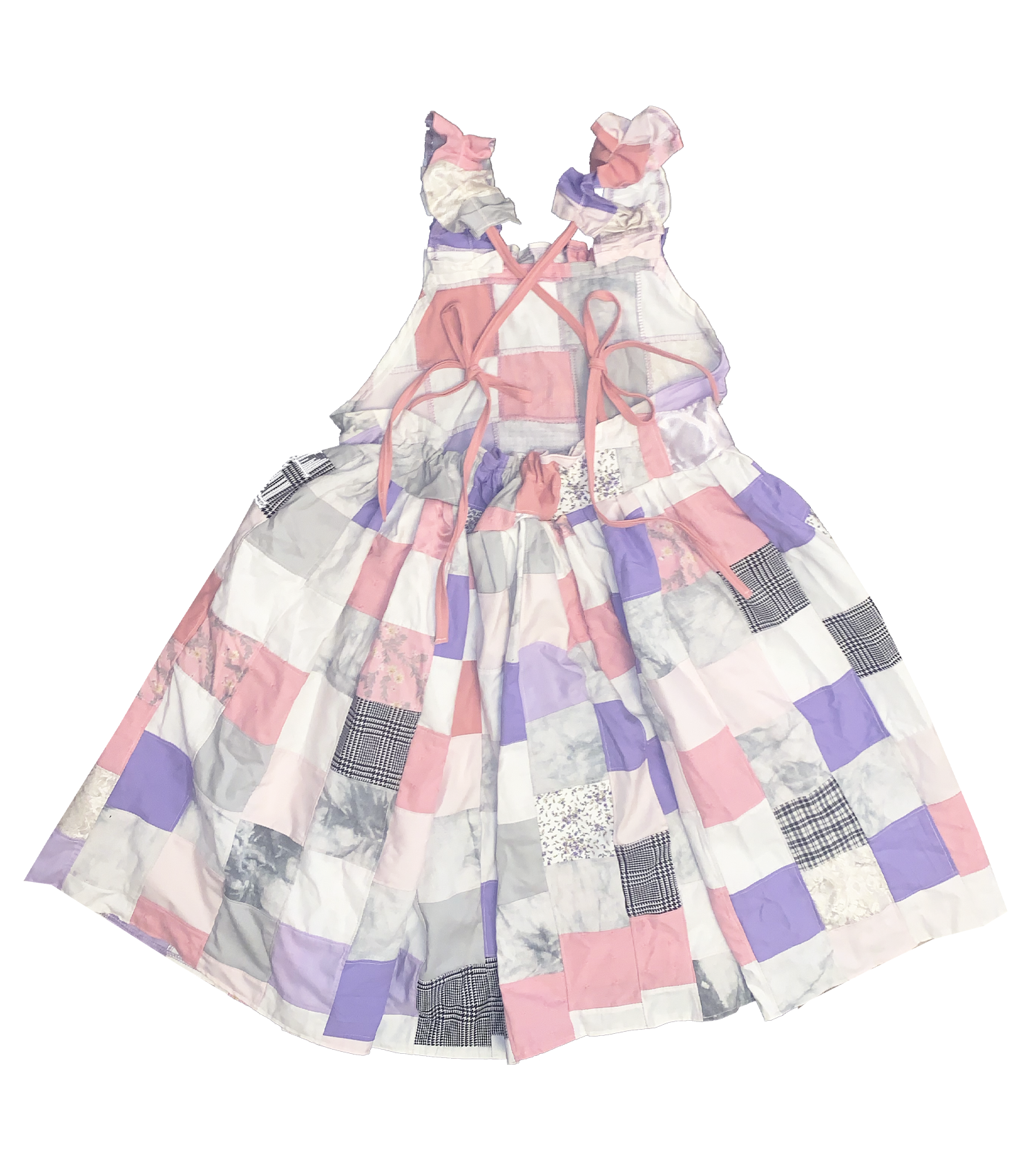 Patchwork Apron Dress - Pink, Lilac & White