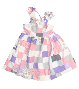Patchwork Apron Dress - Pink, Lilac & White