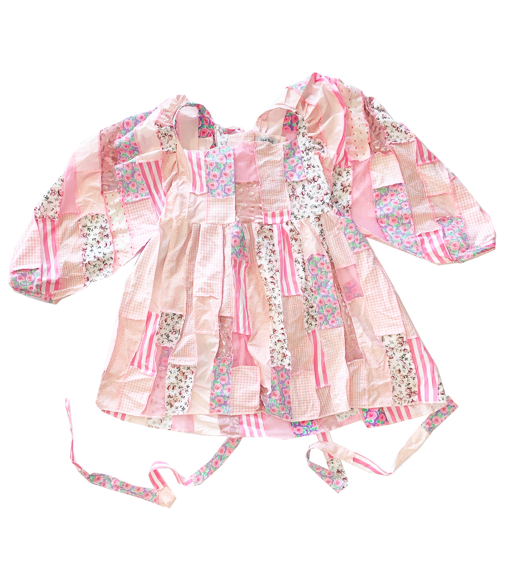 Meg Beck, Kathleen Los Angeles, Kathleen, Independent boutique, independent fashion, independent designer, handmade, one of a kind, upcycled, recycled fashipon, sustainable fashion, patchwork dress quilted dress, pink dress, seam dress, valentines dress,bow dress, puffy dress, puff sleeve, square neck dress, diy dress, hand sewn dress, contrast dress, checker dress
