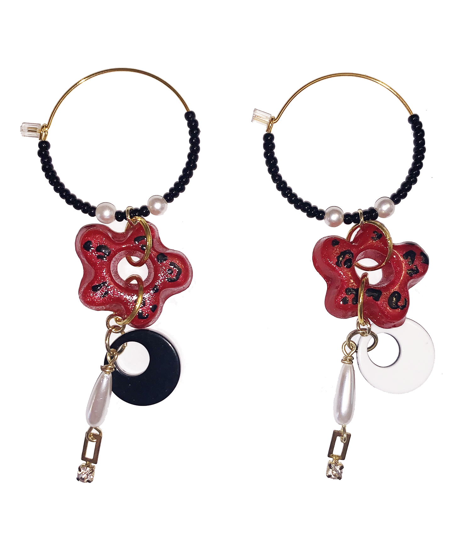 Joey Shares, Resin Earrings, Handmade, Los Angeles, Kathleen, Shop Kathleen, resin, hoops, beaded, beaded hoops, hand painted