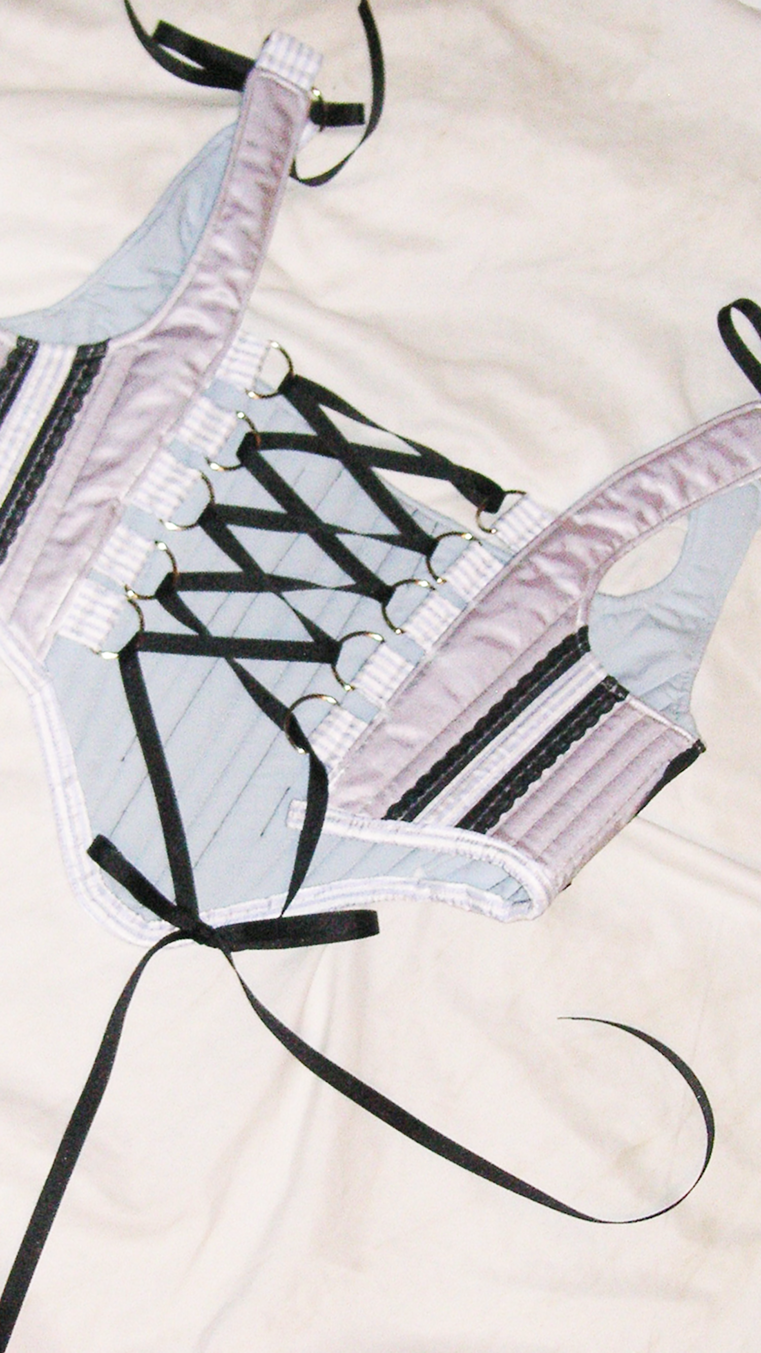 Meg Beck, Kathleen Los Angeles, Kathleen, Independent boutique, independent fashion, independent designer, handmade, one of a kind, upcycled, recycled fashion, sustainable fashion, underbust corset, corset, satin corset, half corset, houndstooth corset, corset top, bow corset, blue corset, regency stays, regency corset, half stays, 18th century corset