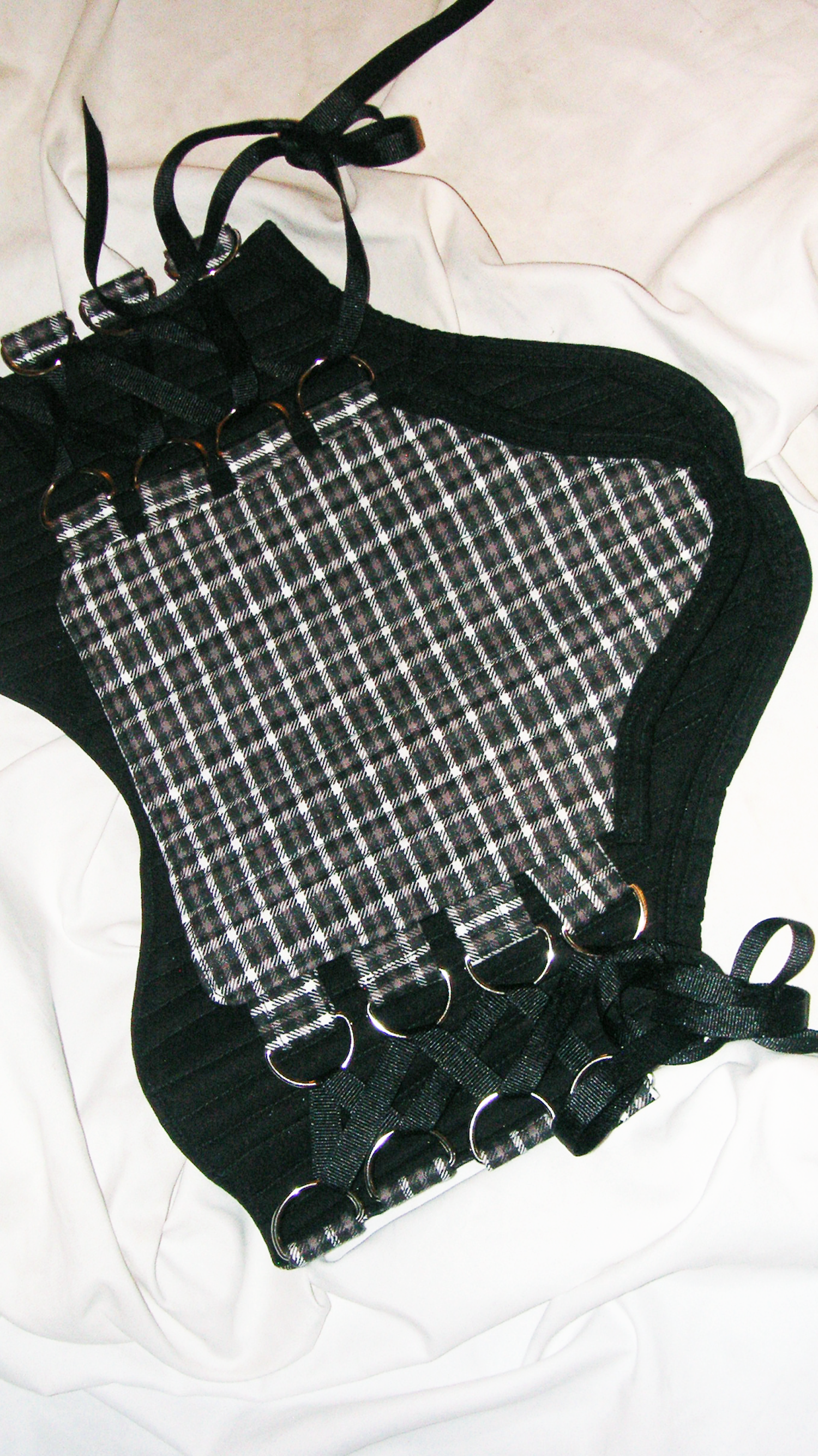 Meg Beck, Kathleen Los Angeles, Kathleen, Independent boutique, independent fashion, independent designer, handmade, one of a kind, upcycled, recycled fashion, sustainable fashion, underbust corset, corset, satin corset, half corset, houndstooth corset, corset top, bow corset, blue corset, regency stays, regency corset, half stays, 18th century corset