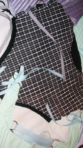Meg Beck, Kathleen Los Angeles, Kathleen, Independent boutique, independent fashion, independent designer, handmade, one of a kind, upcycled, recycled fashion, sustainable fashion, underbust corset, corset, satin corset, half corset, houndstooth corset, corset top, bow corset, blue corset, regency stays, regency corset, half stays, 18th century corset