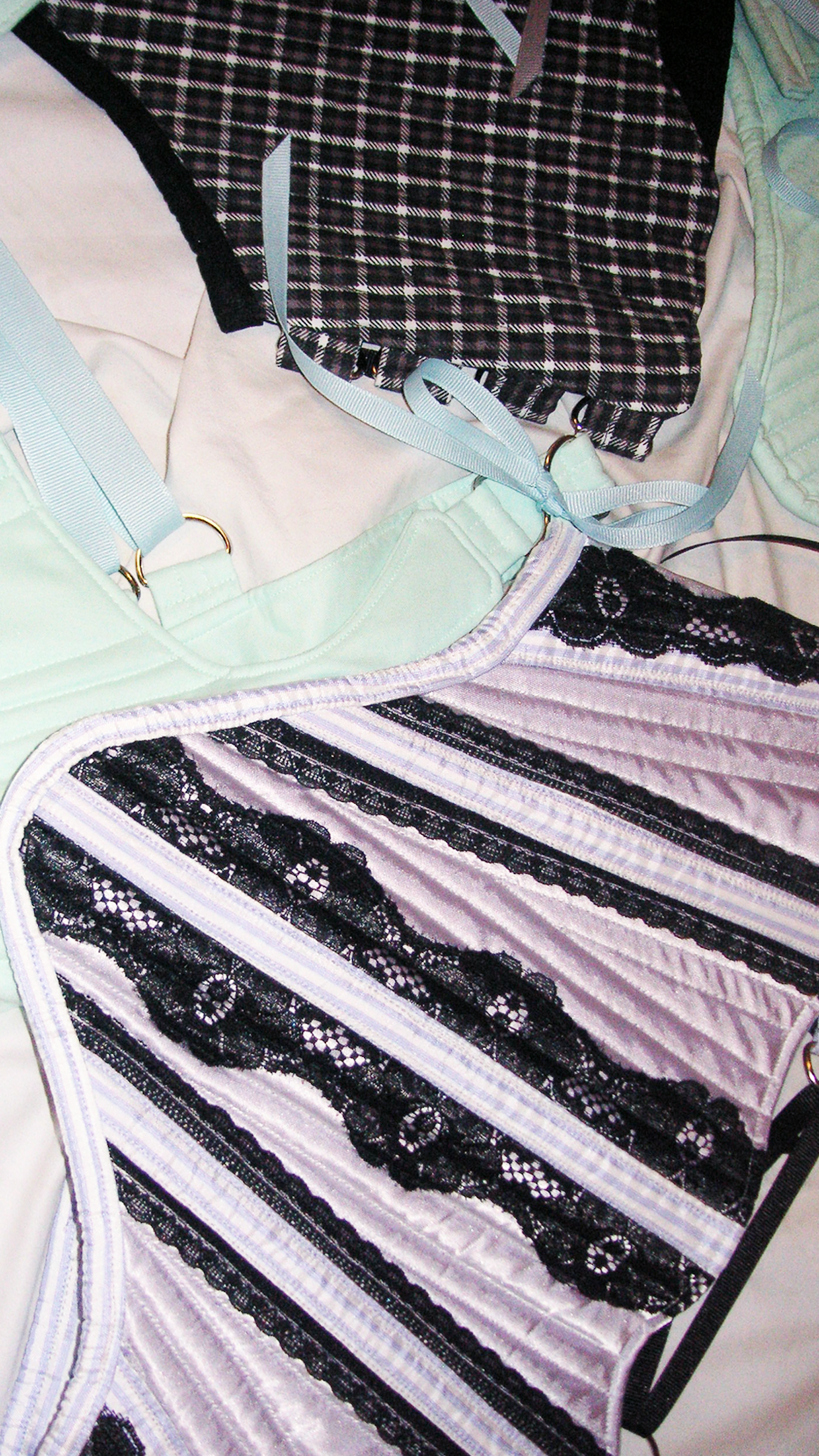 Meg Beck, Kathleen Los Angeles, Kathleen, Independent boutique, independent fashion, independent designer, handmade, one of a kind, upcycled, recycled fashion, sustainable fashion, underbust corset, corset, satin corset, half corset, houndstooth corset, corset top, bow corset, blue corset, regency stays, regency corset, half stays, 18th century corset