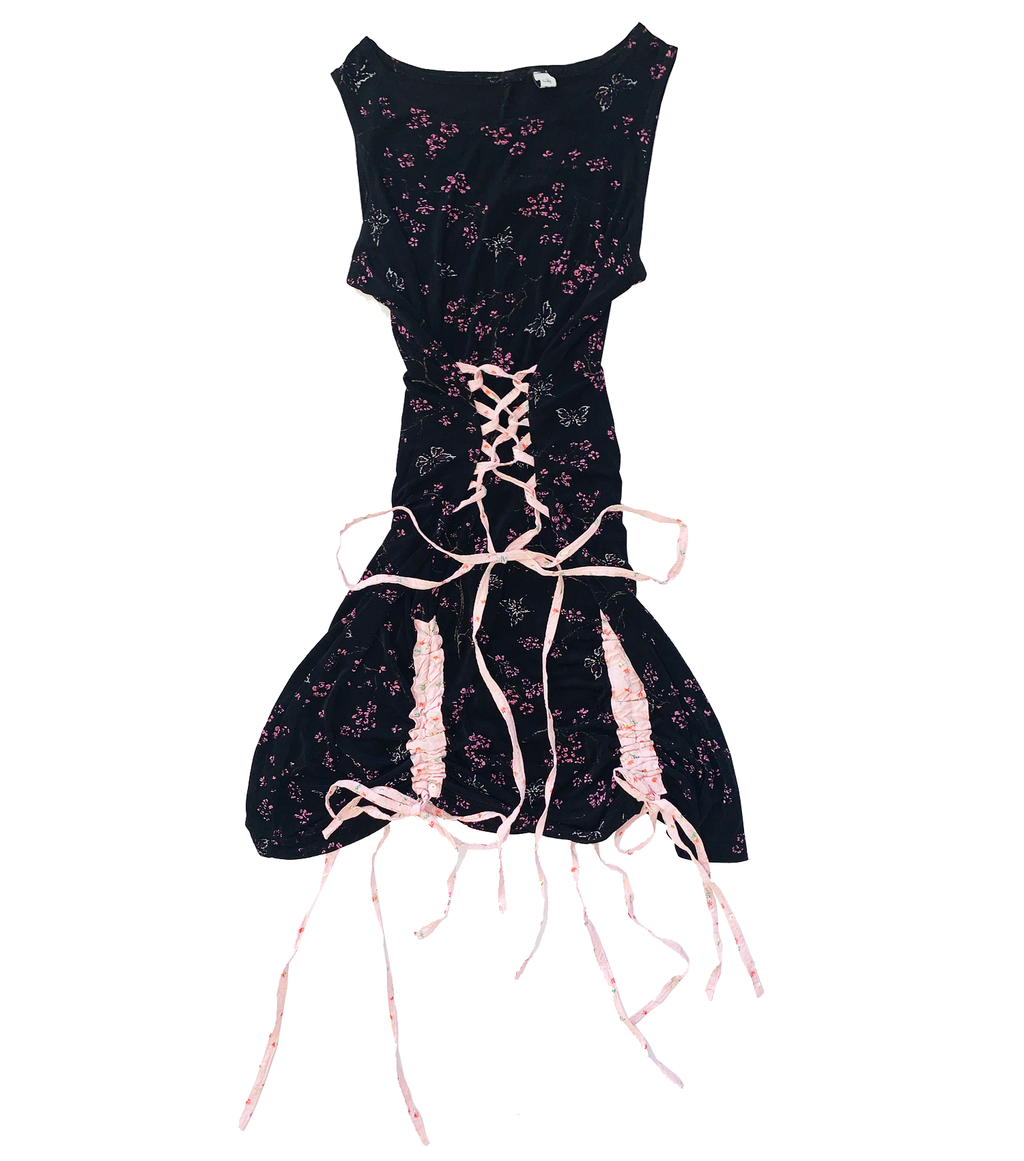 Meg Beck, Kathleen Los Angeles, Kathleen, Independent boutique, independent fashion, independent designer, handmade, one of a kind, upcycled, recycled fashipon, sustainable fashion, laceup dress, corset dress, cherry blossom dress, valentines dress, harajuku dress, drawstring dress, bow dress 