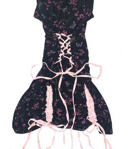 Meg Beck, Kathleen Los Angeles, Kathleen, Independent boutique, independent fashion, independent designer, handmade, one of a kind, upcycled, recycled fashipon, sustainable fashion, laceup dress, corset dress, cherry blossom dress, valentines dress, harajuku dress, drawstring dress, bow dress