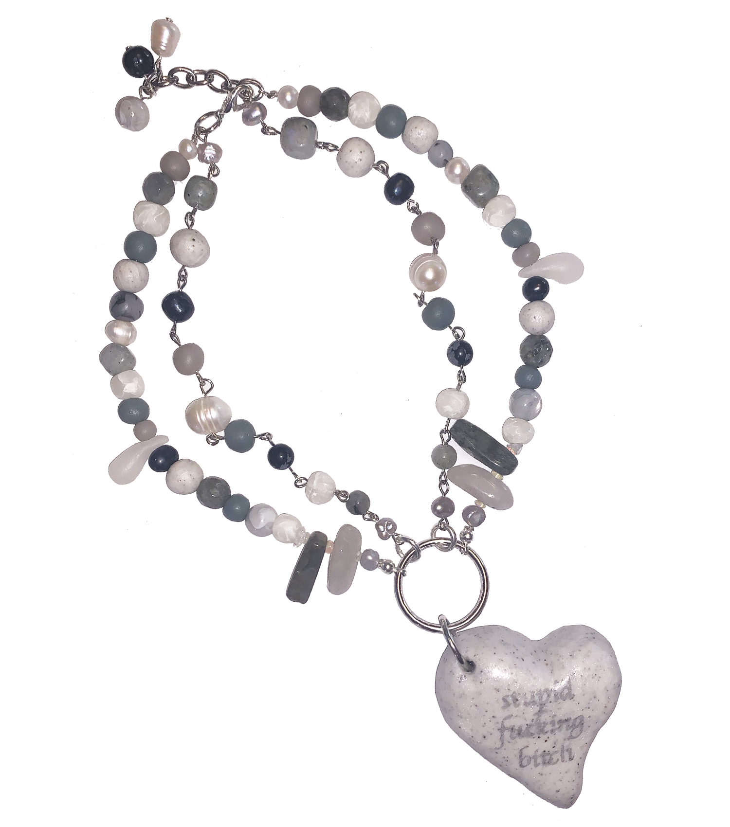 smallanimal, smallanimalmgmt, Los Angeles, Boutique, Pearl Choker, Kathleen Los Angeles, heart choker, goth choker, layered choker, polymer bead choker, silver choker, stone choker, quartz choker, pierced choker, printed jewelry, handmade beads,Kathleen, Shop Kathleen, kathleen los angeles, upcycled necklace, sustainable jewelry, Chicago jewelry, charm necklace, small business, small batch jewelry