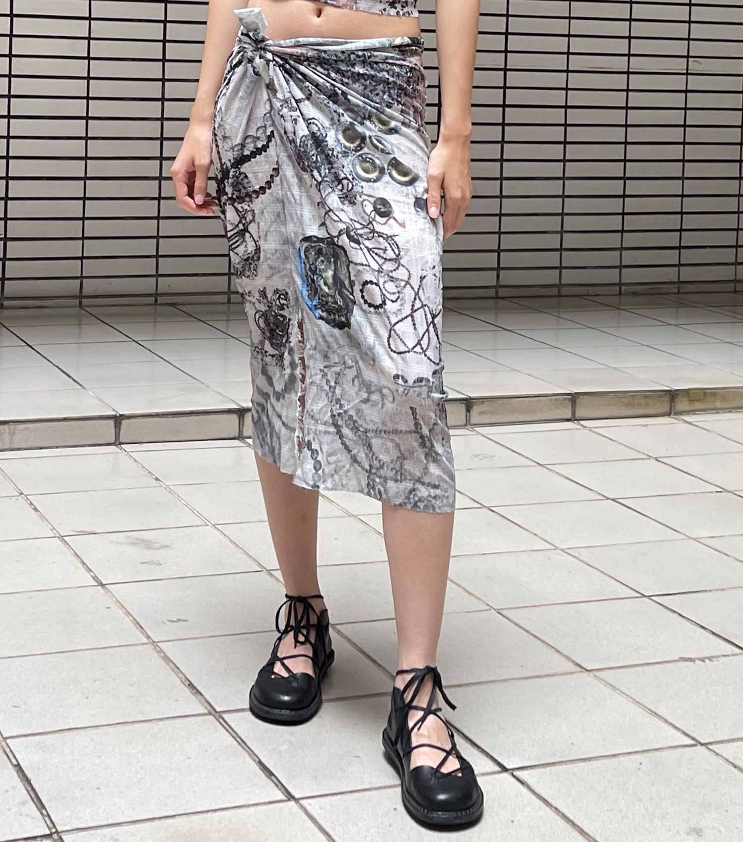 Sophie wang, Los Angeles, Kathleen, shop Kathleen, taiwan Taipei, rise, Rhode Island School of design, art, digital art, digital print, made in Taiwan, glam cult magazine, metal magazine, experimental, experimental fashion, sacred objects, trinkets, artist, designer, knitwear, print design, skirt, skirts, bottom, summer, summer outfit, printed dress, handmade, one of a kind