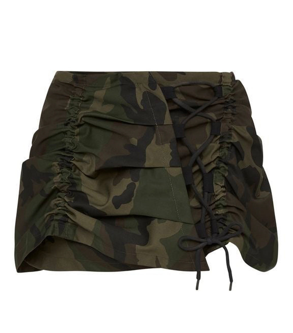 mini skirt, australian designer, independent fashion, independent designer, independent boutique, handmade, mini ruched skirt, handmade skirt,  asymmetrical skirt, Karla Laidlaw, karlalaidlaw, Kathleen, Shop Kathleen, ruched skirt, plaid skirt, corset skirt, lace up skirt, came, camouflage, camouflage skirt