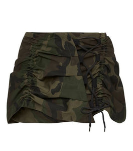 mini skirt, australian designer, independent fashion, independent designer, independent boutique, handmade, mini ruched skirt, handmade skirt,  asymmetrical skirt, Karla Laidlaw, karlalaidlaw, Kathleen, Shop Kathleen, ruched skirt, plaid skirt, corset skirt, lace up skirt, came, camouflage, camouflage skirt