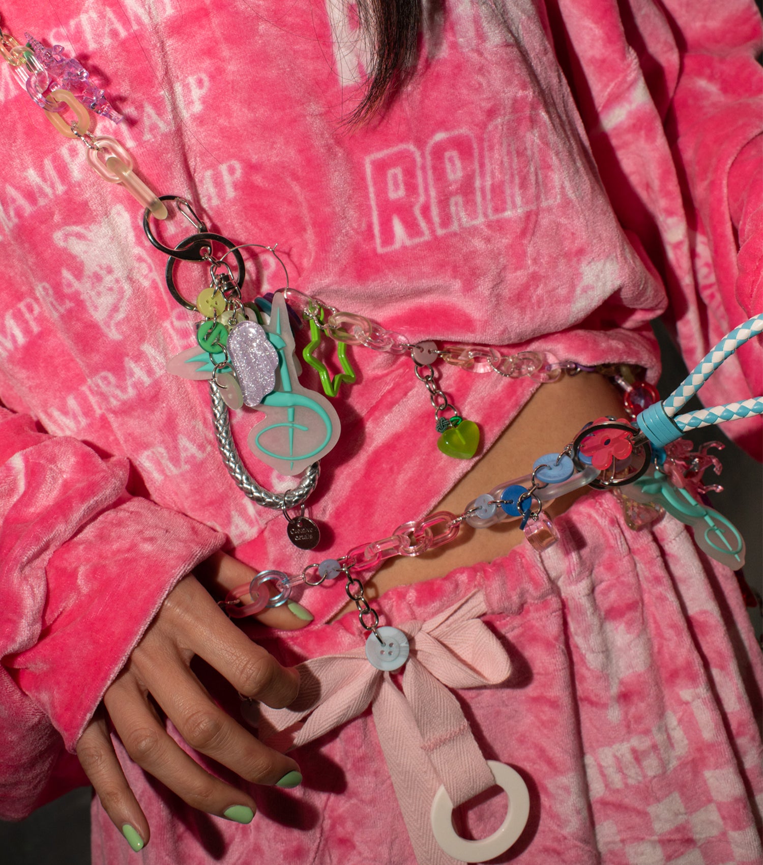 s/ash, slash, slash chain, chain necklace, unicorn necklace, decora, harajuku, independent designer, independent fashion, handmade, kathleen, shop kathleen, kathleen los angeles, rainbow chain, sparkle chain, sparkle heart, purse chain, tassel necklace, lucite, resin jewelry