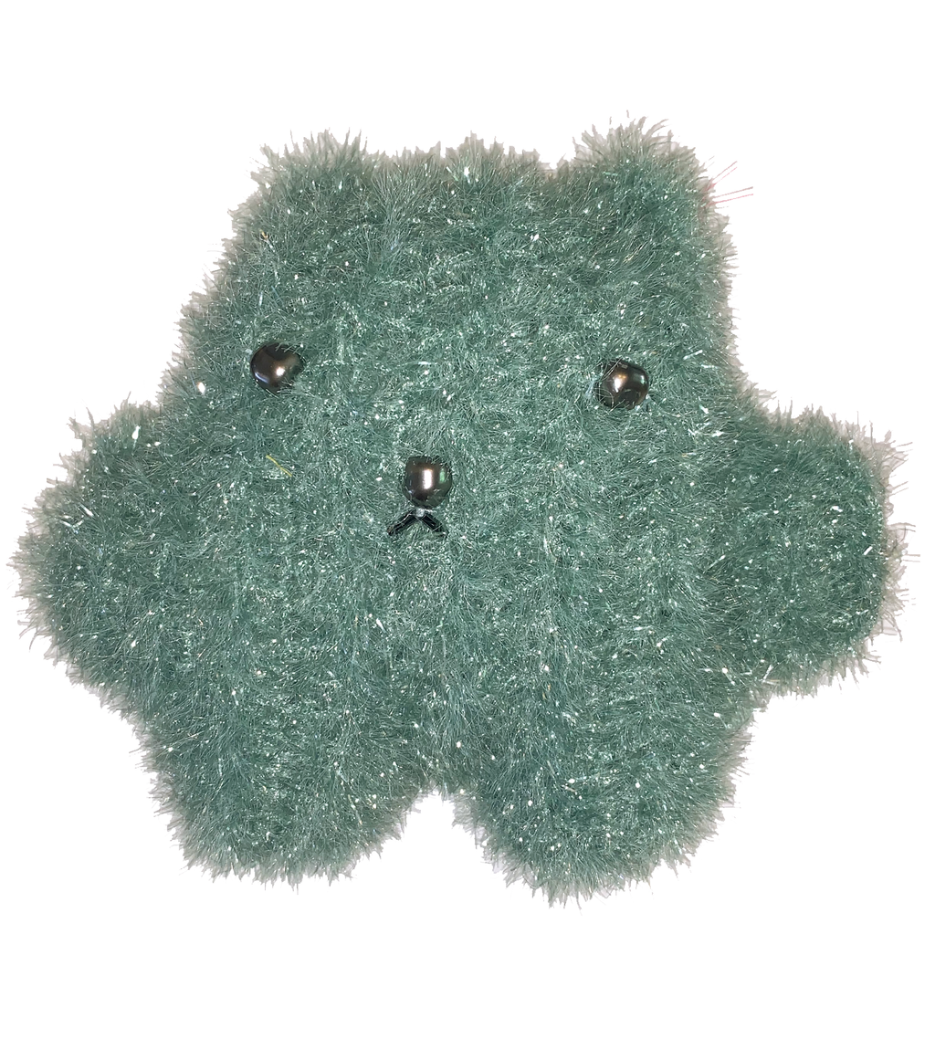 Soft sculpture, art object, crochet teddy, art teddy, handmade in los angeles, handmade toy, green teddy, lisa danbi park, danbi, kathleen, kathleen los angeles, los angeles boutique, independent artist, independent fashion, sparkly teddy, teddy buddy, rainbow teddy, neon teddy, pink teddy, sage teddy