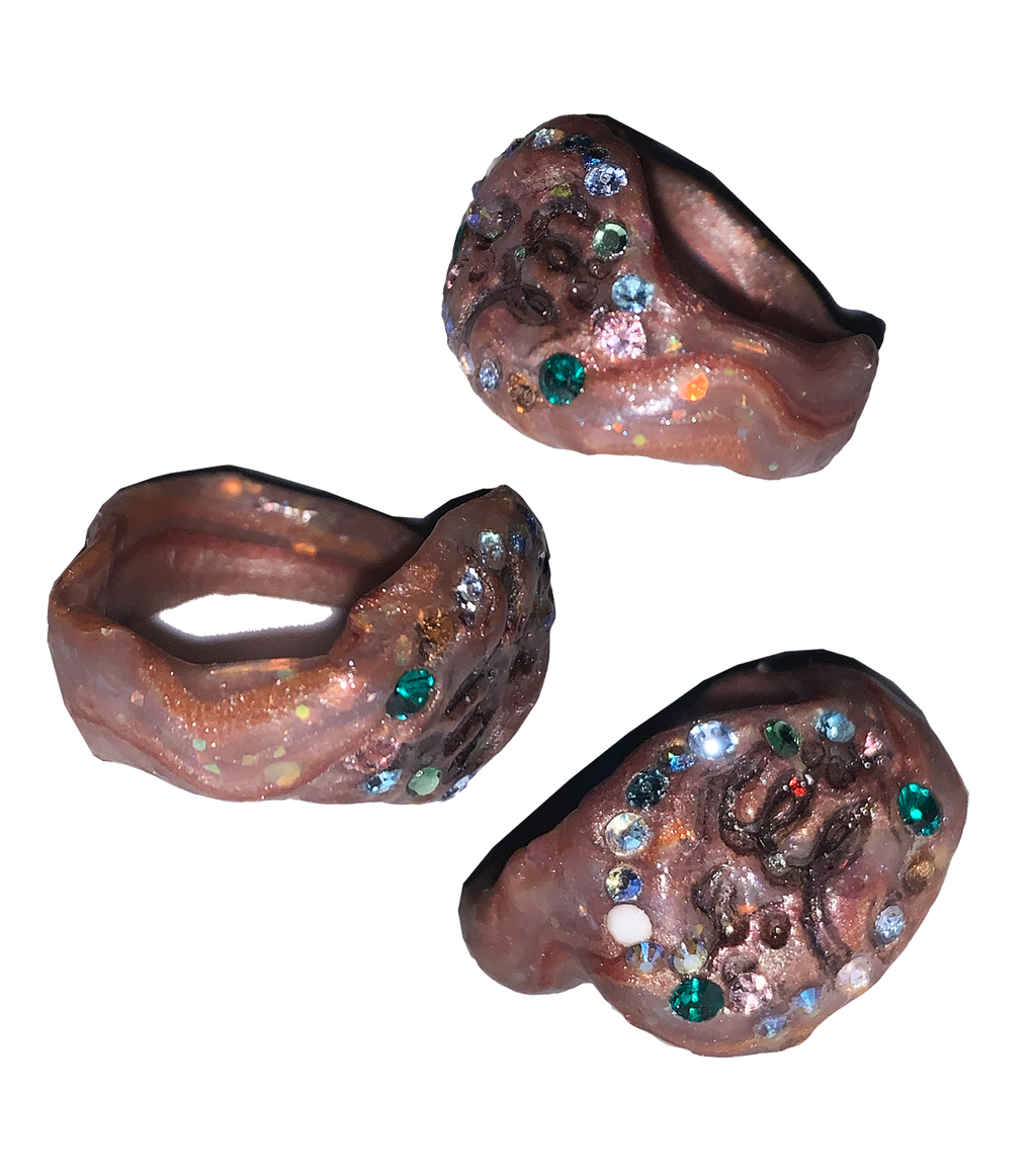 Kathleen, Los Angeles, Boutique, New York, Pearl ring, Kathleen Los Angeles, Fairy ring, butterfly ring, angel ring, heart ring, goth ring, Kathleen, Shop Kathleen, kathleen los angeles, upcycled ring, sustainable jewelry, New York jewelry, Brooklyn jewelry, charm ring, secretly bleached, polymer ring, handmade ring, clay ring, ladybug ring, sparkle ring, star ring
