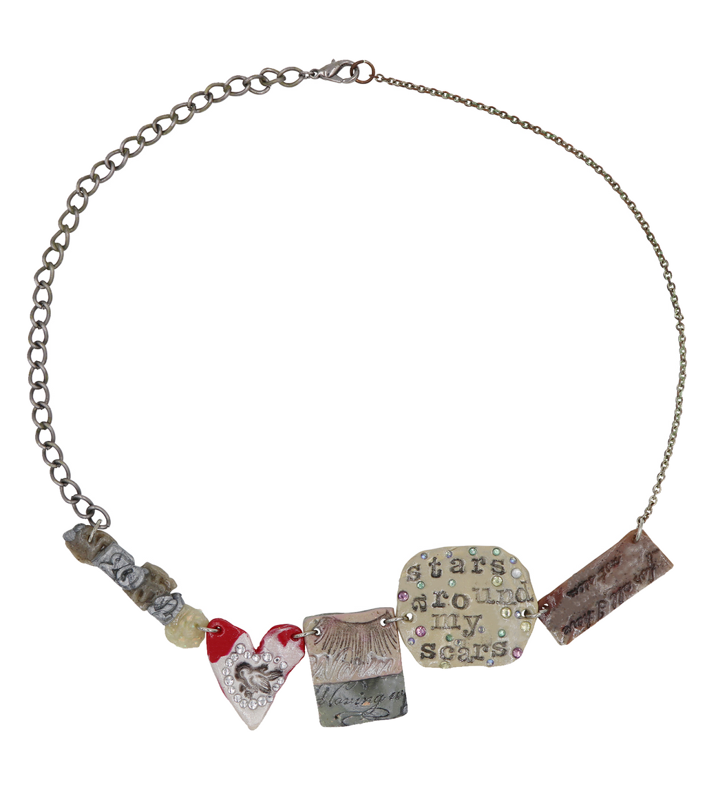 Kathleen, Los Angeles, Boutique, New York, Pearl Choker, Kathleen Los Angeles, Fairy necklace, butterfly necklace, angel charm, heart choker, goth choker, Kathleen, Shop Kathleen, kathleen los angeles, upcycled necklace, sustainable jewelry, New York jewelry, Brooklyn jewelry, charm necklace, secretly bleached, polymer charms, handmade charms, charm necklace, cross necklace, bird necklace, freshwater pearls