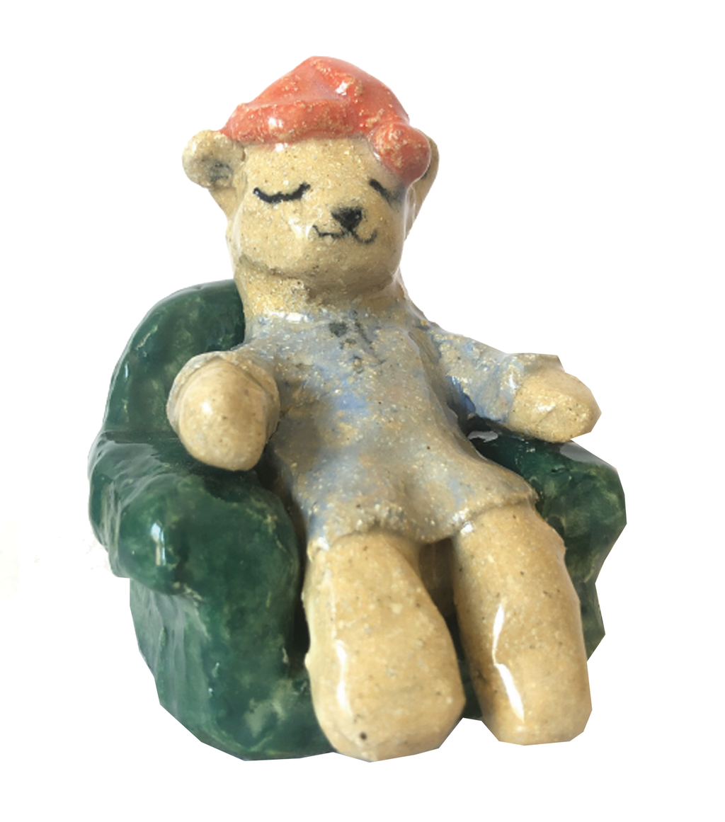 Dominique Go, Kathleen, Shop Kathleen, Ceramic, Handmade, sculpture, clay sculpture, handbuilt ceramic, mini figurine, independent artist, made in LA, clay artist, bear sculpture