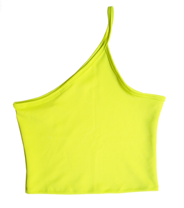 Cefie, Toronto, asymmetrical, one shoulder, neon, swim, top, club top, party top, lime, tank, soothe urself tank, los angeles, Kathleen