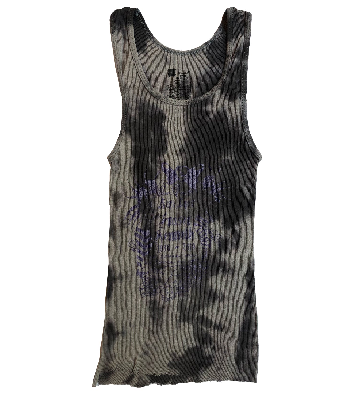 Fraser Kennth, essex, handmade, hand dyded, tie dye, screen print, lolarosetattoo, tattoo graphic, Lola rose tattoo, tank, ribbed tank, Hanes, upcycled, Kathleen, Los Angeles