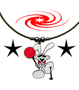 bunny, comic, emo, creepy bunny, necklace, tobangus, coco paluck, scene, candy bunny, cartoon bunny, rubber necklace, 90s necklace, kathleen, shop kathleen, independent artist, independent designer