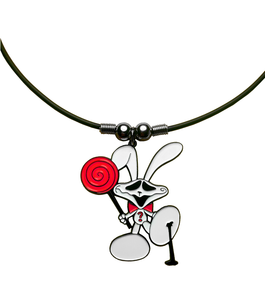 bunny, comic, emo, creepy bunny, necklace, tobangus, coco paluck, scene, candy bunny, cartoon bunny, rubber necklace, 90s necklace, kathleen, shop kathleen, independent artist, independent designer