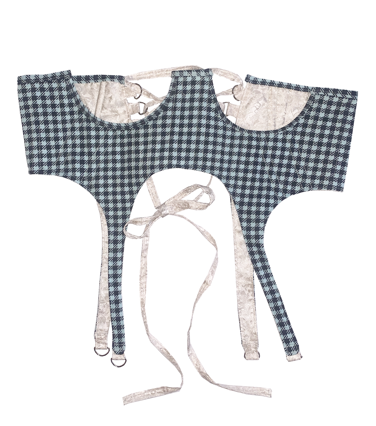  Meg Beck, Kathleen Los Angeles, Kathleen, Independent boutique, independent fashion, independent designer, handmade, one of a kind, upcycled, recycled fashion, sustainable fashion, white corset, rose corset, satin corset, striped corset, pink corset, gingham corset, black corset, corset top, bow corset, regency stays, regency corset, half stays, pink stays, laceup corset, underbust, underbust corset, 18th century
