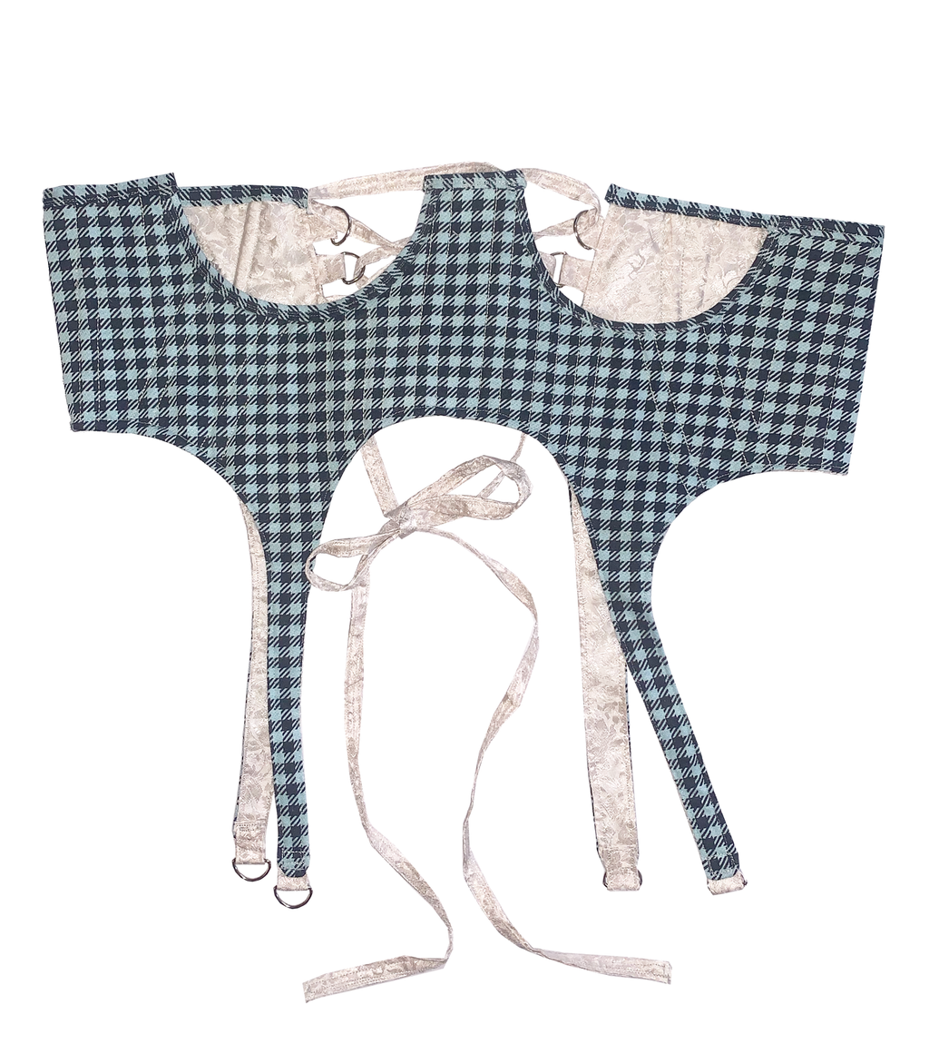  Meg Beck, Kathleen Los Angeles, Kathleen, Independent boutique, independent fashion, independent designer, handmade, one of a kind, upcycled, recycled fashion, sustainable fashion, white corset, rose corset, satin corset, striped corset, pink corset, gingham corset, black corset, corset top, bow corset, regency stays, regency corset, half stays, pink stays, laceup corset, underbust, underbust corset, 18th century