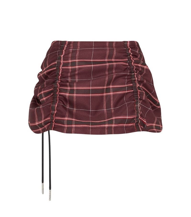 mini skirt, australian designer, independent fashion, independent designer, independent boutique, handmade, mini ruched skirt, independent fashion, handmade skirt,  asymmetrical skirt, , Karla Laidlaw, karlalaidlaw, Kathleen, Shop Kathleen, ruched skirt, plaid skirt, corset skirt, lace up skirt, check shirt