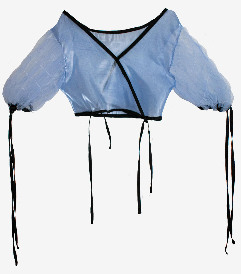 Meg Beck, Wrap Top, Puff Sleeve, Tulle, Kathleen, Kathleen Los Angeles, Boutique
