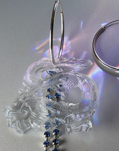 Hoop Earrings, crystal earrings, Fanny Inserra, Upcylced, recycled jewelry, chain earrings, pierced earrings, plexiglass, Kathleen, Kathleen Los Angeles, los angeles boutique, independent artist, independent designer, sustainable fashion, sustainable jewelry, dragon earrings, resin earrings